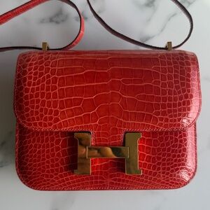 💟Hermes Constance 18 crossbody bag alligator square